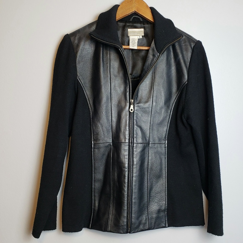 Coldwater Creek Leather and Knit Jacket SZ Med